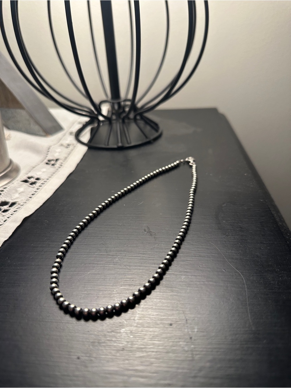Sterling Silver Beaded Pearl Necklace - “Navajo Pearls”